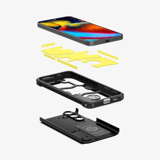 Funda para móvil Spigen Tough Armor TPU preta com suporte para Galaxy S24