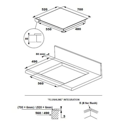 Placa de Inducción Rosières RIFS744SCA 70 cm 4 Zonas 7400 W