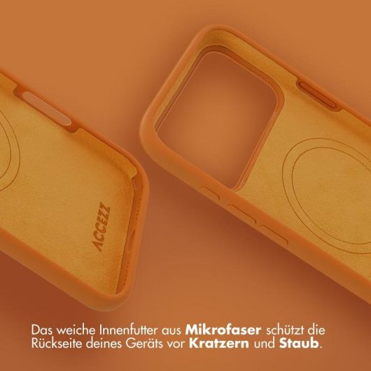 Handyhülle Accezz Cover Silikon Orange MagSafe für iPhone 17 Pro Max