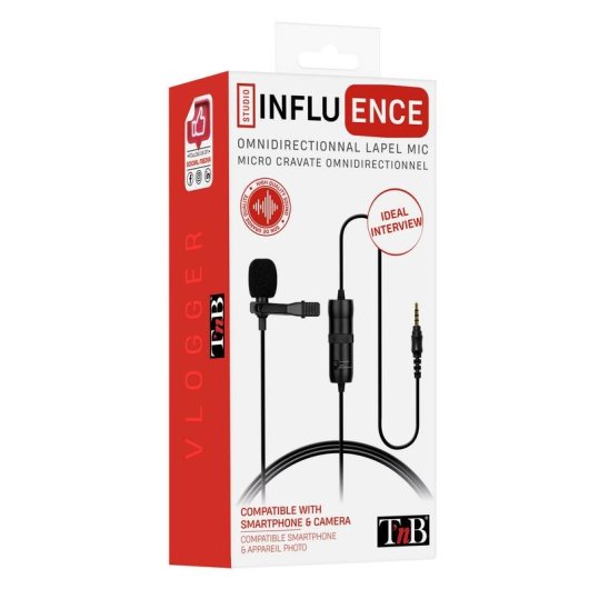 Microfono TnB INLAPMIC2 lavalier nero con clip 3,5 mm cablato