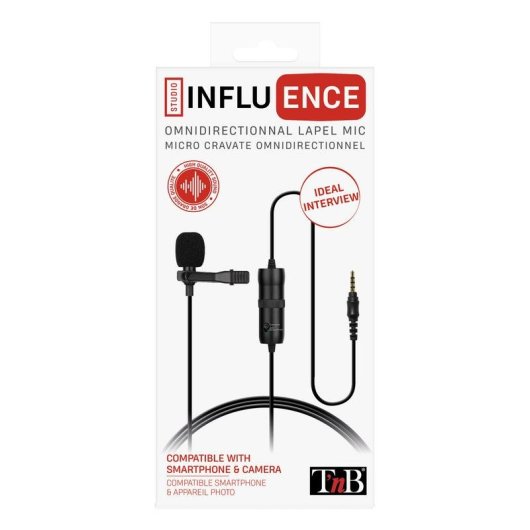 Microfono TnB INLAPMIC2 lavalier nero con clip 3,5 mm cablato
