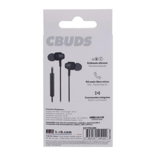 Auriculares TnB Type-C filaires Intra-auriculaires avec micro Noir