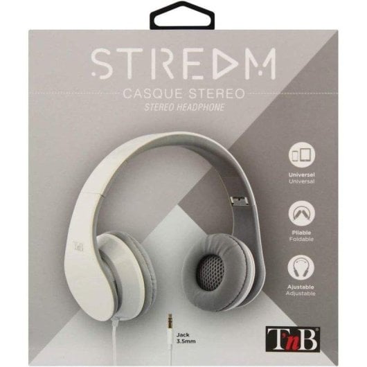 Auriculares T'nB Stream con cable jack 3,5 mm para música, plegables blancos