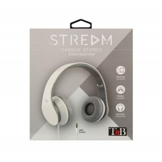 Auriculares T'nB Stream con cable jack 3,5 mm para música, plegables blancos