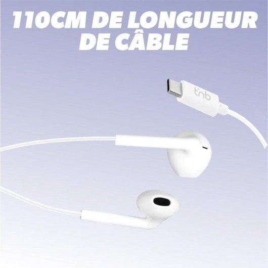 TnB C-Buds bedrade USB-C koptelefoon voor bellen en muziek wit