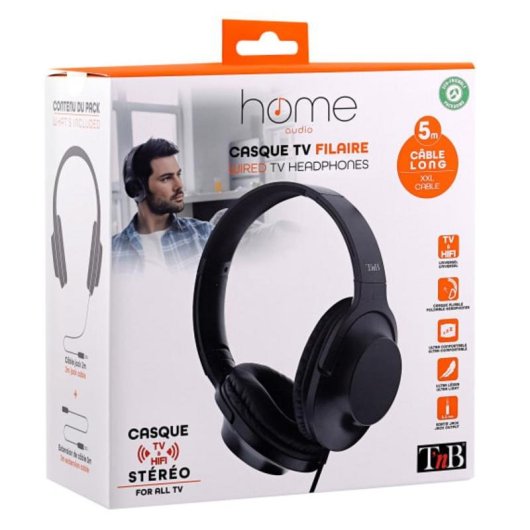 Casque TnB filaire jack 3,5 mm TV usage prolongé noir