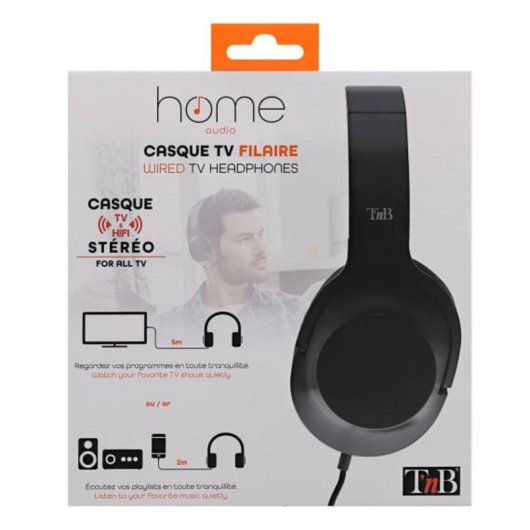 Casque TnB filaire jack 3,5 mm TV usage prolongé noir