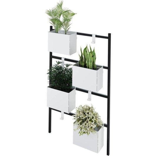 Soporte para plantas LEVIRA Ravi 87 cm Negro y Blanco