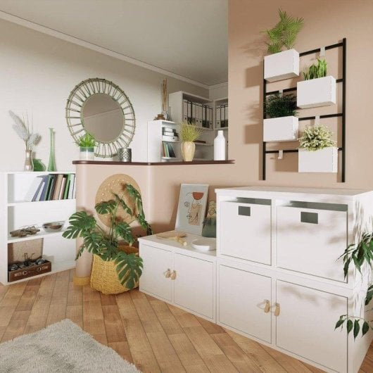 Soporte para plantas LEVIRA Ravi 87 cm Negro y Blanco