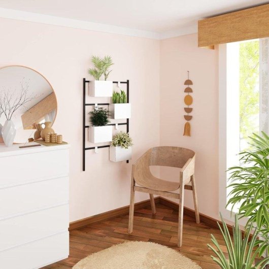 Soporte para plantas LEVIRA Ravi 87 cm Negro y Blanco