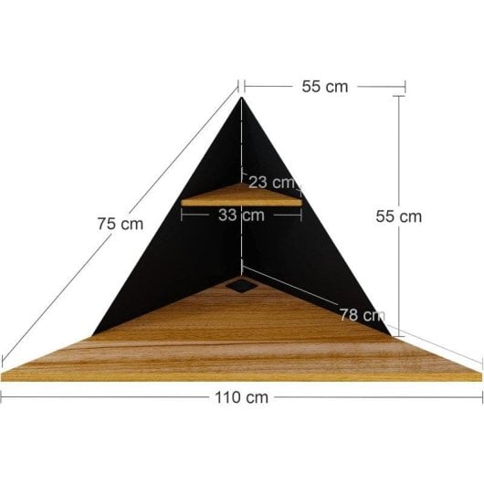 Scrivania ad angolo a parete Levira 110x55 cm nero Noce Troia