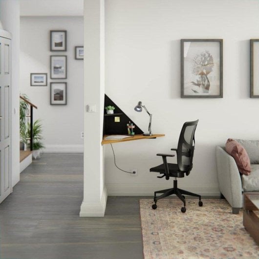 Scrivania ad angolo a parete Levira 110x55 cm nero Noce Troia