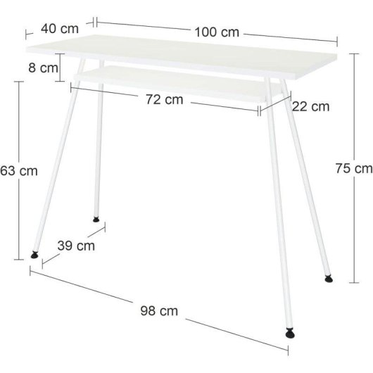 Tavolo Levira Kost Dash Bianco — Scrivania Moderna Compatta 18x27 cm