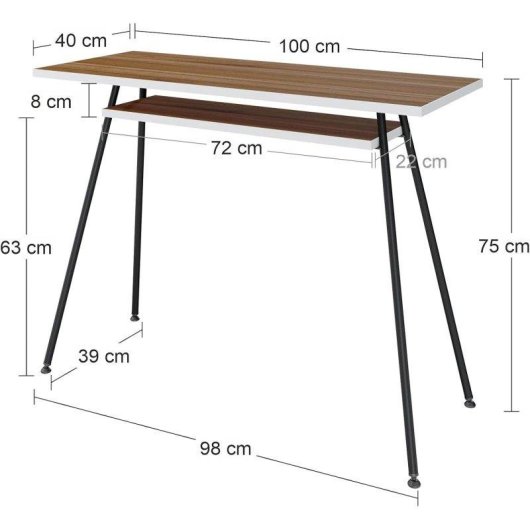 Bureau Levira Kost Dash Nogal Troia Noir 100x40 cm