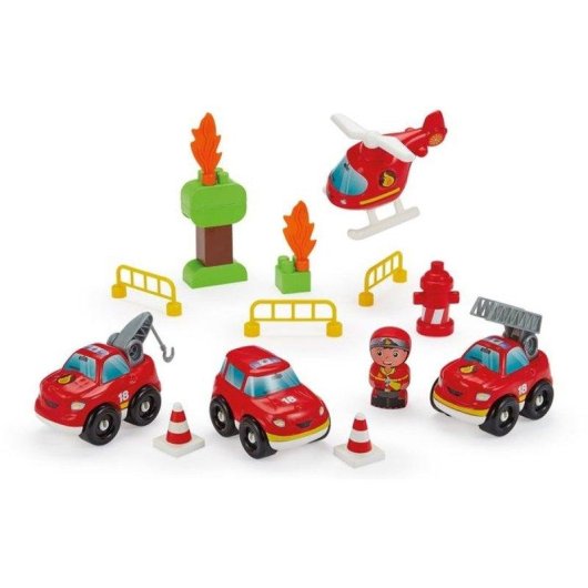ECOIFFIER Abrick 3359 Feuerwehrfahrzeug-Koffer 40 Teile