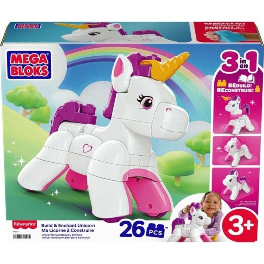 MEGA BLOKS Unicornio Construye y Disfruta 3 en 1 26 piezas