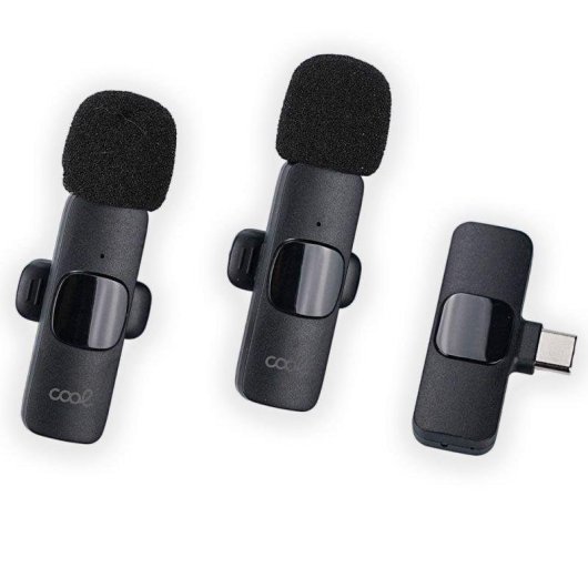 Microphone COOL double sans fil USB-C lavalier avec réduction de bruit