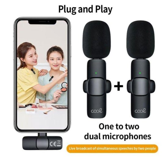 Microphone COOL sans fil double USB-C avec adaptateur