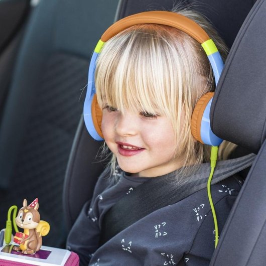 Auriculares Hama Kids Guard con cable jack 3,5 mm para niños, azul y naranja