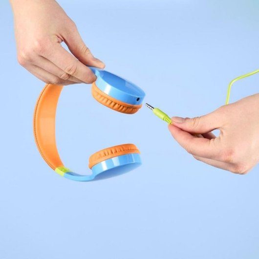 Auriculares Hama Kids Guard con cable jack 3,5 mm para niños, azul y naranja
