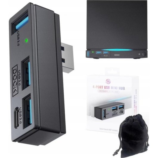 Hub USB JYS 4 porte USB-A 3.0 e USB-C 5 Gbps nero