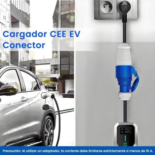 Chargeur Portable JUNSUN 7 kW Type 2 IP67 5 m avec Adaptateur CEE-Schuko