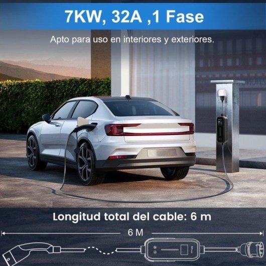 Chargeur EV portable JUNSUN 7 kW Type 2 6 m LCD IP65