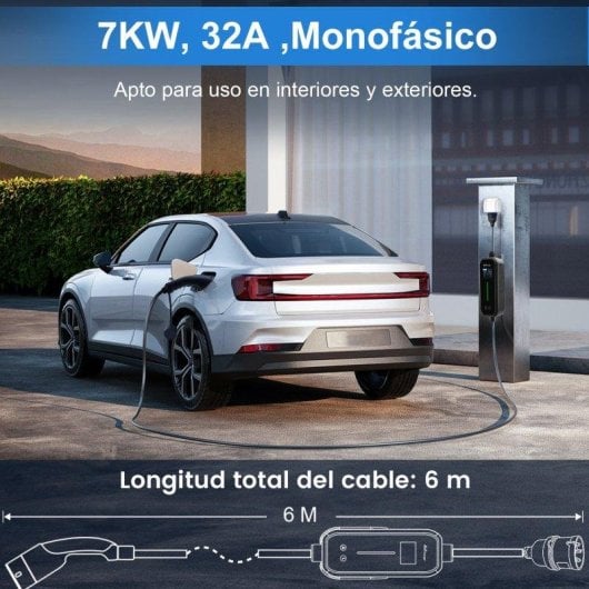 Chargeur Portable EV JUNSUN 7kW 32A Type 2 Câble 6m LCD App IP65