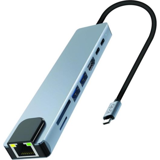 Hub USB-C T'nB iClick 8 in 1 Alluminio HDMI 4K USB 3.0 Power Delivery