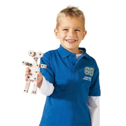 SES Creative Kit De Construção De Madeira Jovem Carpinteiro 46 Peças Com Martelo E Pinos