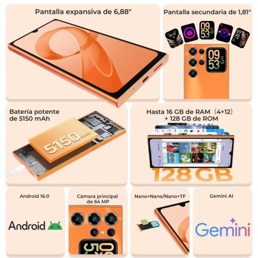 Oukitel C72 4G 4GB 128GB 6,88" Dorado