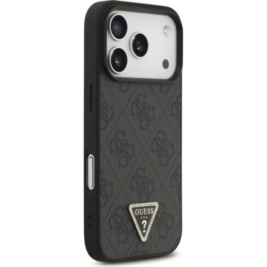 Funda para móvil Guess 4G Triangle Strass MagSafe negra para iPhone 17 Pro y 18 Pro