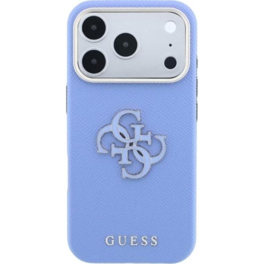 Funda para móvil Guess Grained & Big Resin Logo azul para iPhone 17 Pro y 18 Pro