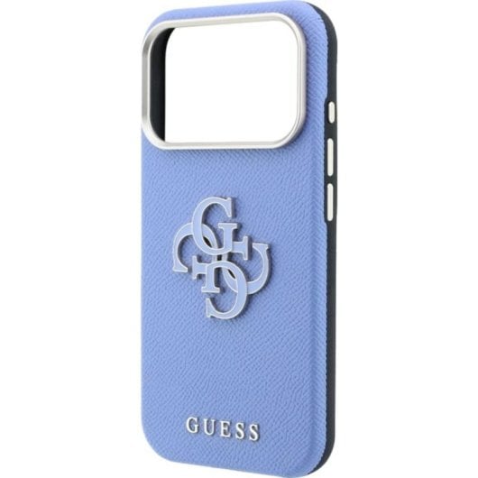 Guess Backcover Handyhülle aus Leder Blau für iPhone 17 Pro Max und 18 Pro Max