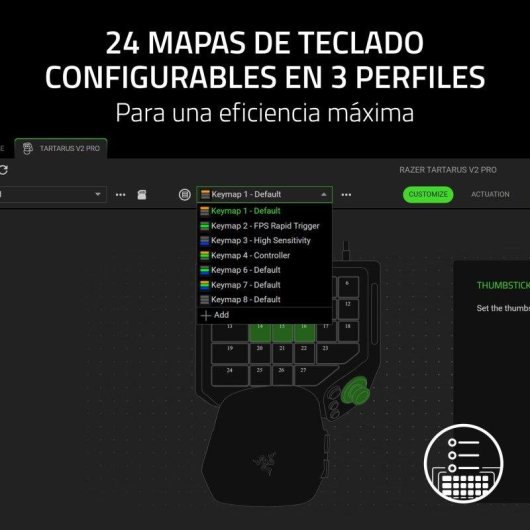 Teclado Razer Tartarus V2 Pro Preto com 31 Controlo Programáveis e Thumbstick