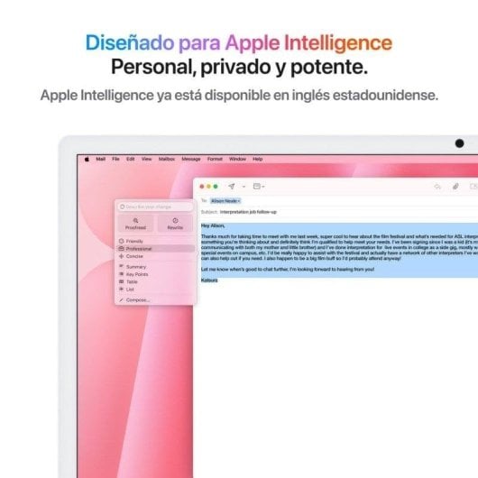 Ordenador todo en uno Apple iMac M4 CPU de 8 núcleos 16GB 256GB SSD Apple GPU 24" macOS Sequoia Rosa Vidrio estándar + Gigabit