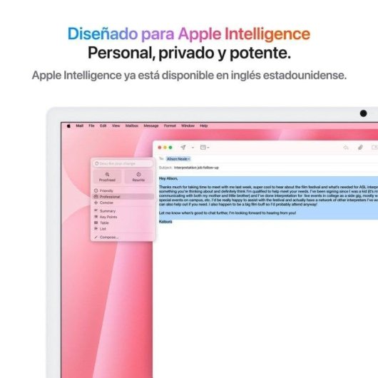 Ordenador todo en uno Apple iMac M4 CPU de 8 núcleos 16GB 256GB SSD Apple GPU Octa Core 24" macOS Sequoia Rosa Vidrio estándar + Trackpad