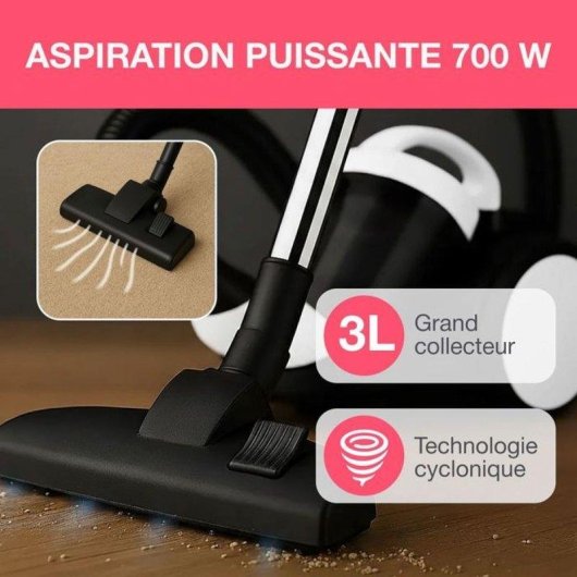 Aspirateur sans Sac Oceanic VC10WBAX2 700W 3L Filtre HEPA Lavable
