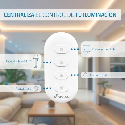 Pulsador inalámbrico Nivian RF 433 MHz de 4 botones compatible con Tuya