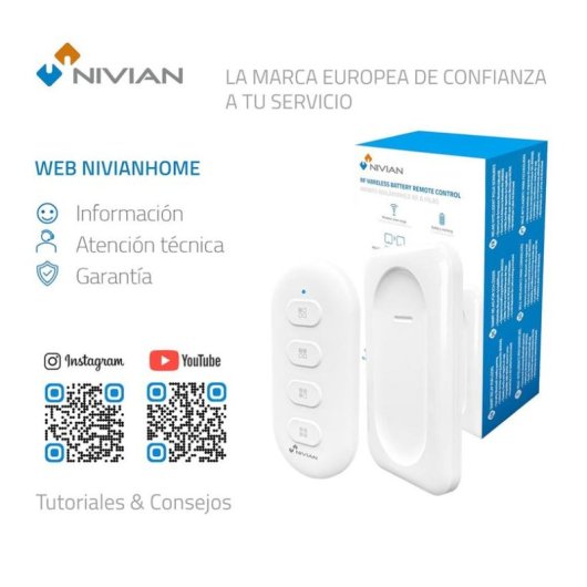 Pulsador inalámbrico Nivian RF 433 MHz de 4 botones compatible con Tuya