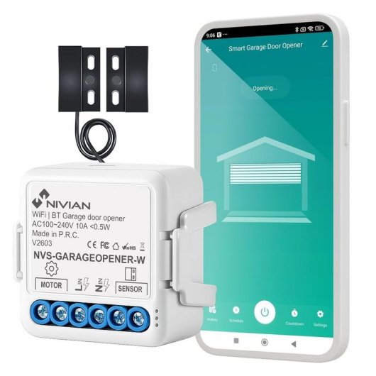 Interrupteur Intelligent Nivian NVS-GARAGEOPENER-W WiFi Bluetooth Compatible Tuya