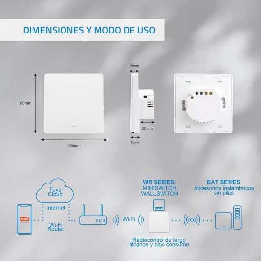 Interrupteur Intelligent Nivian NVS-WALLSWITCH-101EASY-WR WiFi Compatible Tuya