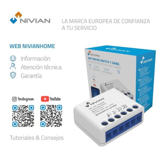 Interruttore Intelligente Nivian Mini WiFi Bluetooth Compatibile Tuya