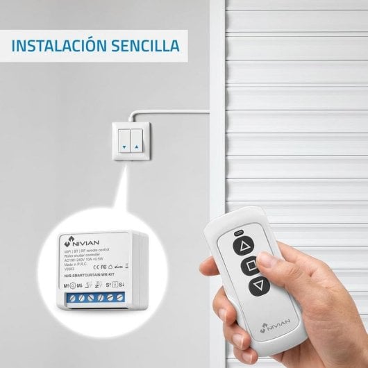 Interruttore Intelligente NIVIAN NVS-SMARTCURTAIN-WR-KIT WiFi con Telecomando RF e App Tuya