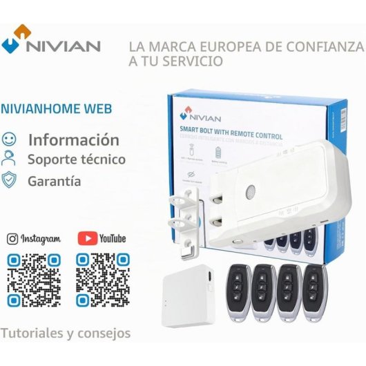 Serratura Intelligente NIVIAN SmartBolt WiFi Apertura con App e Telecomandi