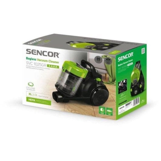 Beutelloser Staubsauger Sencor Svc 1025gr 700W HEPA H13 2L 78dB 8m Schwarz Grün