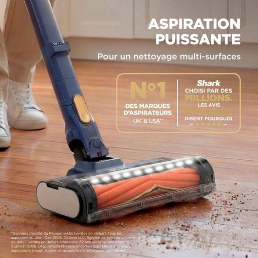 Aspirateur sans Fil Shark IY143HEU 216W 40 min TurboPro Detect LED Anti-enchevêtrement