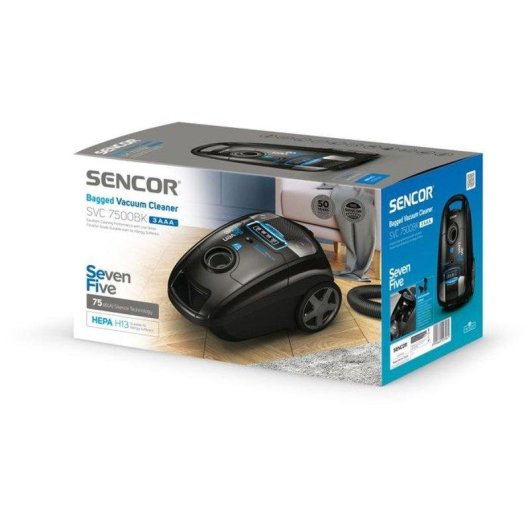 Aspirapolvere con Sacco Sencor SVC 7500BK 750W Filtro HEPA H13 75 dB
