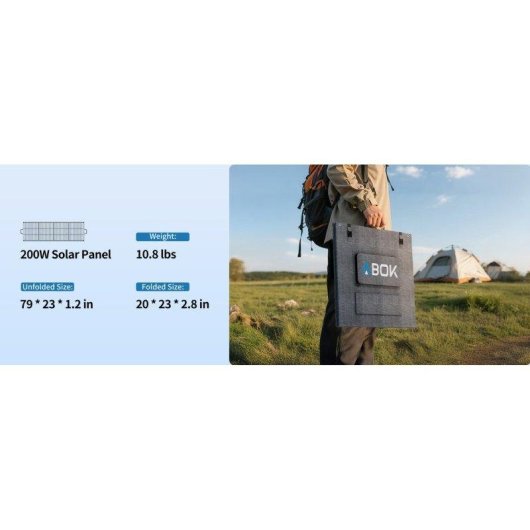 Solarpanel ABOK PV200 200W Zusammenklappbar Tragbar IP68 MC4 Ausgang