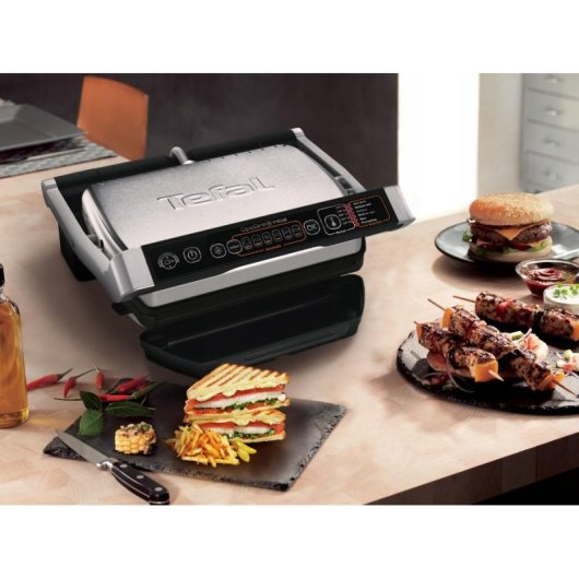 Gril électrique Tefal OptiGrill GC706D34 2000W Acier Inoxidable